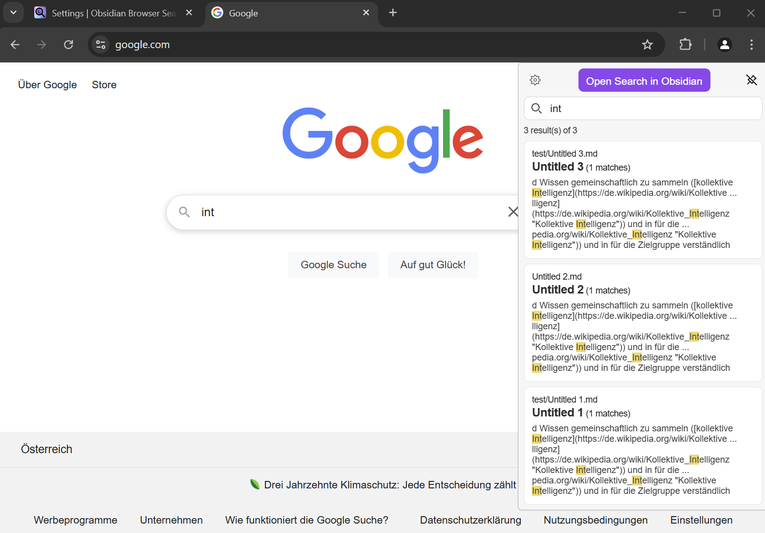 Screenshot live search